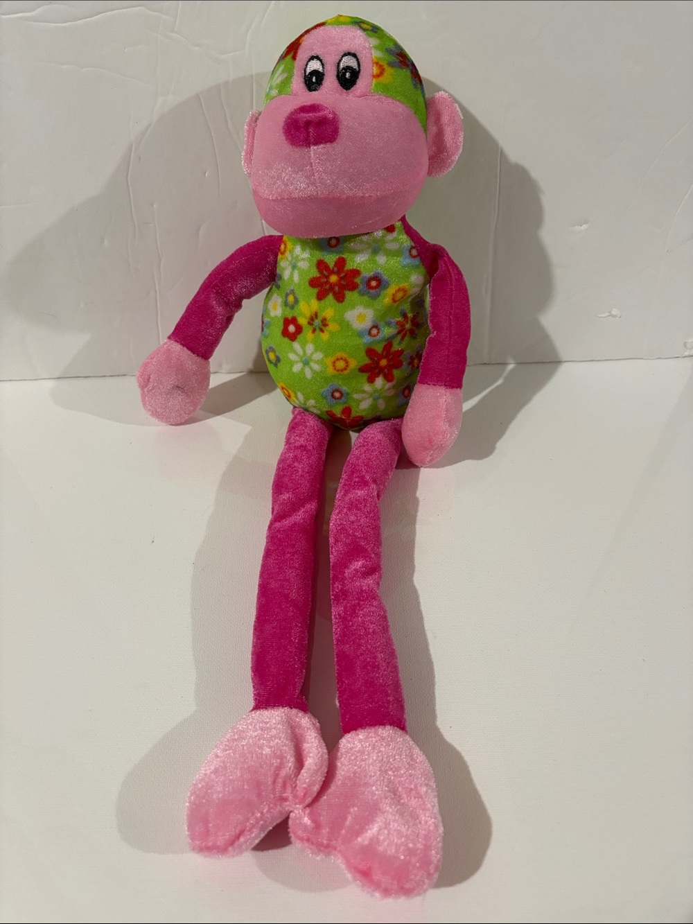Pink Floral Monkey Stuffed Animal Toy - Cute Soft Kids Toy